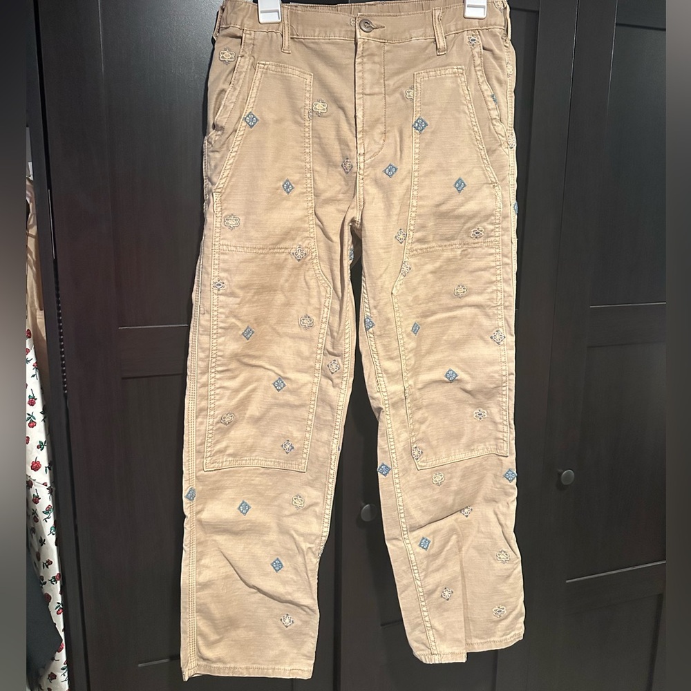 Pilcro Tan and Blue Cargo Pants Durable Utility